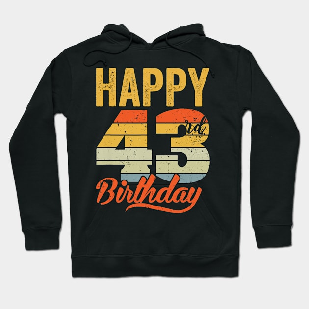 Funny Happy 43rd Bday Gifts 43 Years Old Birthday Vintage Hoodie by Wolfek246